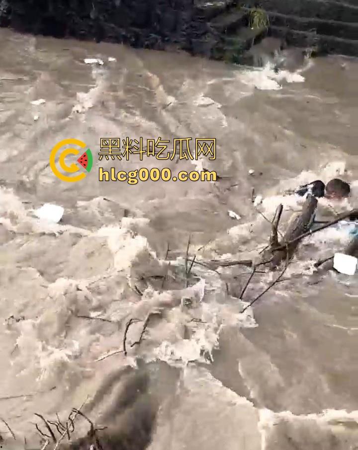 好悬啊!杭州闻堰突然大潮,小朋友在河边玩,未及时发觉被洪水冲走,还好及时抓住了树枝解救,险象环生!-8