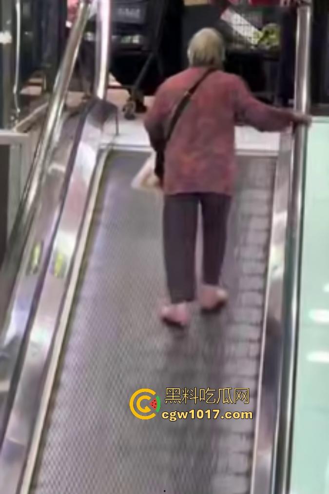 NPC大妈逆行走电梯，电梯向下她硬向上爬，逛一圈回来还在走，还要工作人员拉一把，没摔死就不错了！
