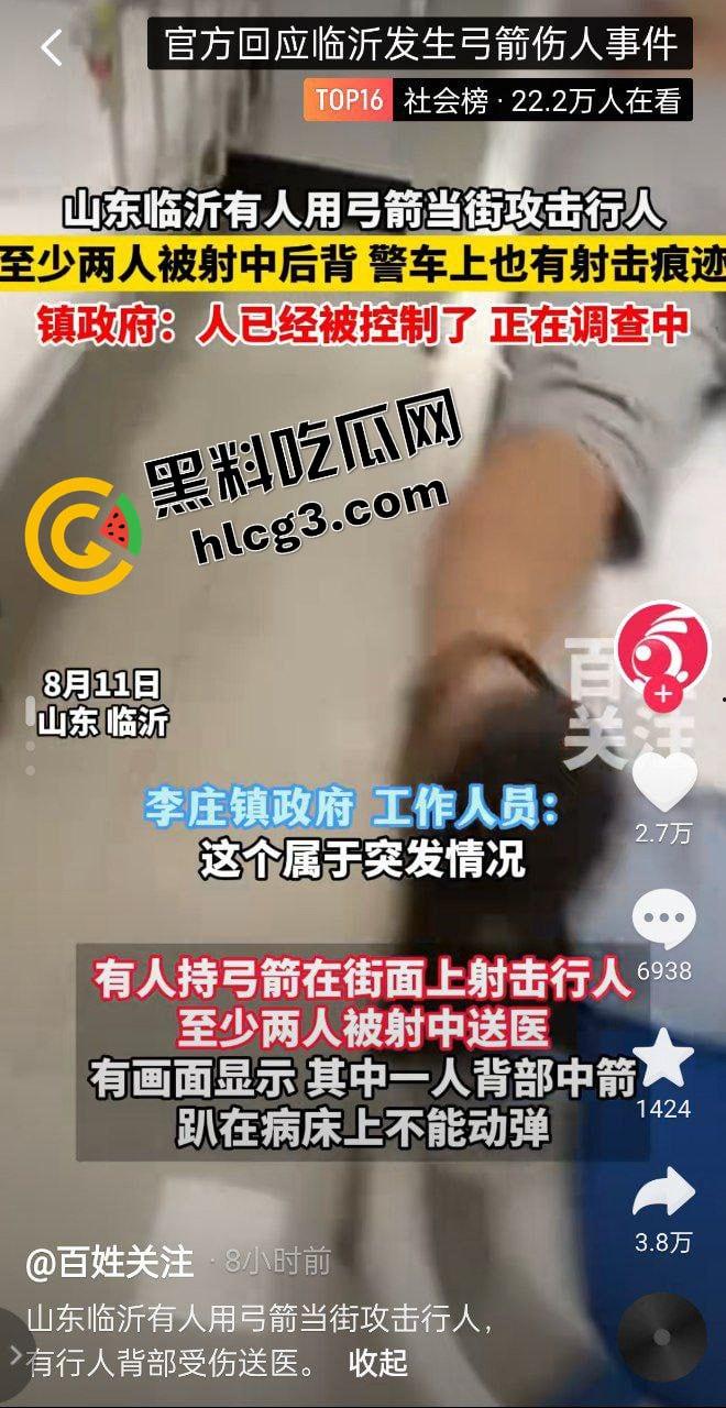 山东临沂惊现国服后羿！一男子手握弓箭射击路人 仿佛置身游戏 乱箭射伤2人与汽车！-1